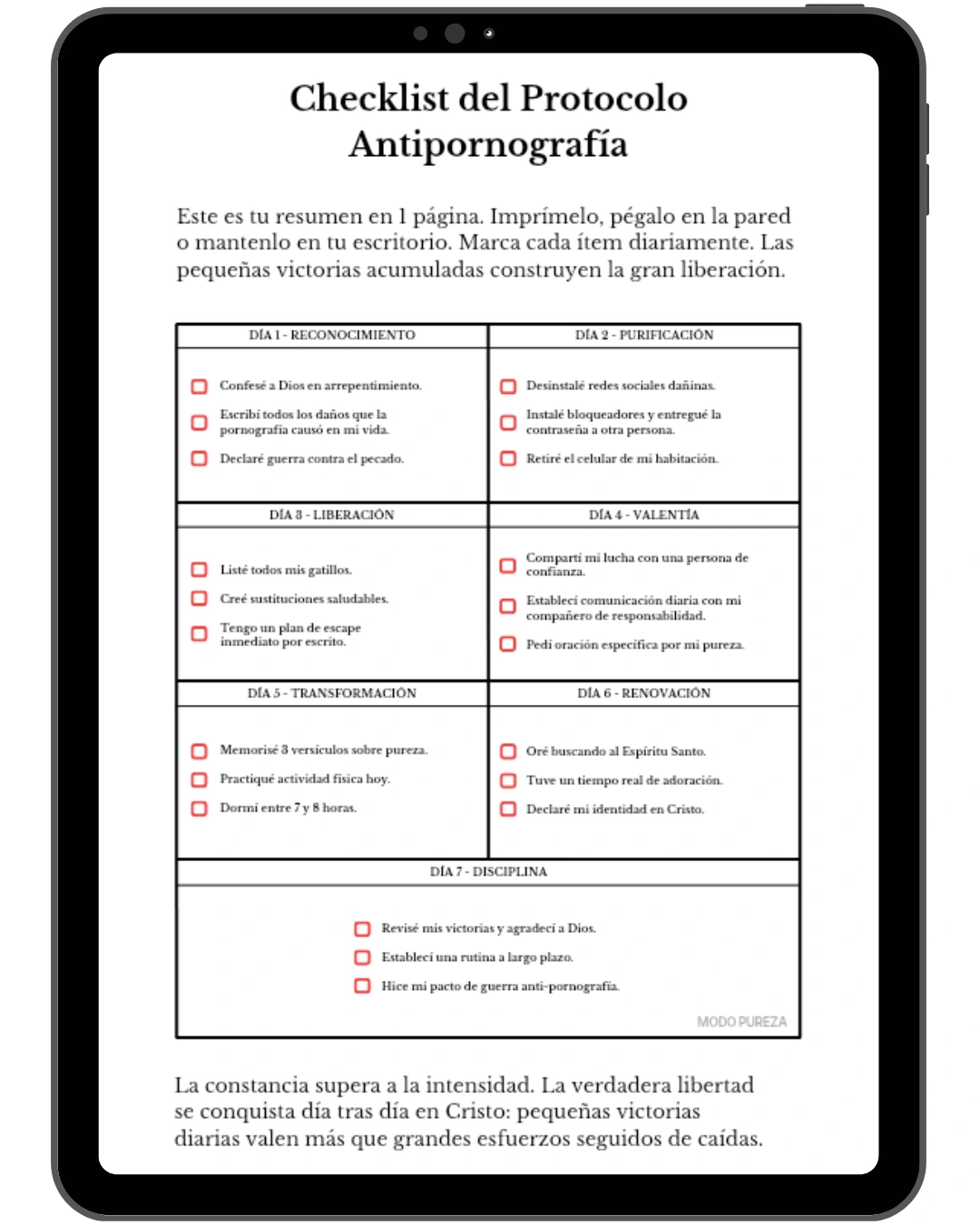Checklist imprimible